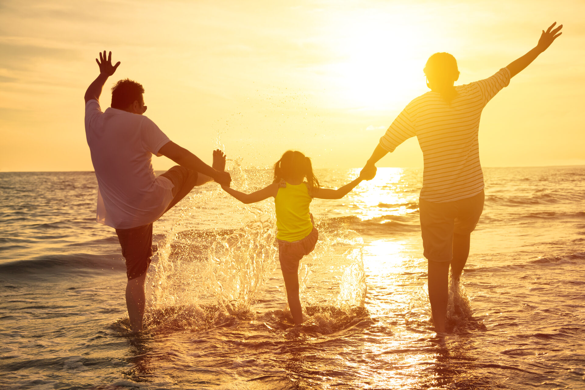 happy family enjoy summer vacation on the beach